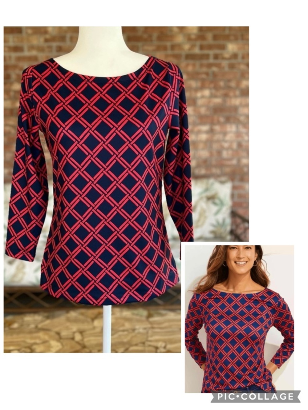 Vineyard Vines Top Sankaty Printed Red Blue Simple Tee Shirt XS Preppy